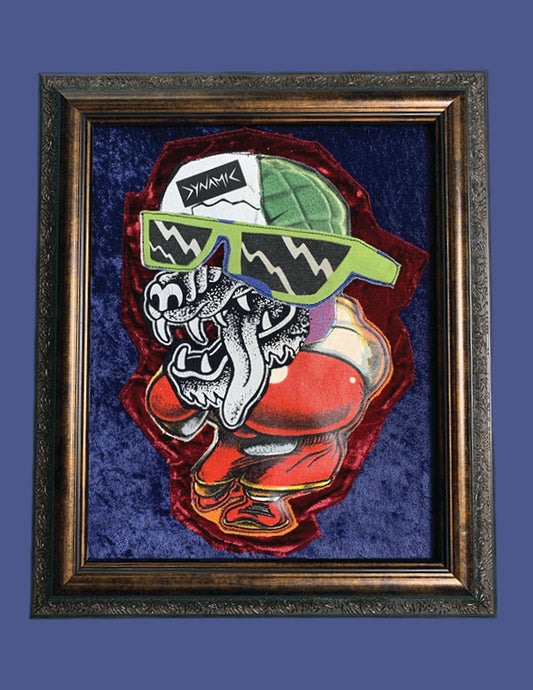 "The Fighter" — Framed Fabric Collage