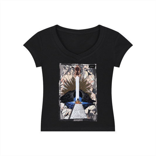 "Key To Stillness" — Graphic V-Neck T-Shirt