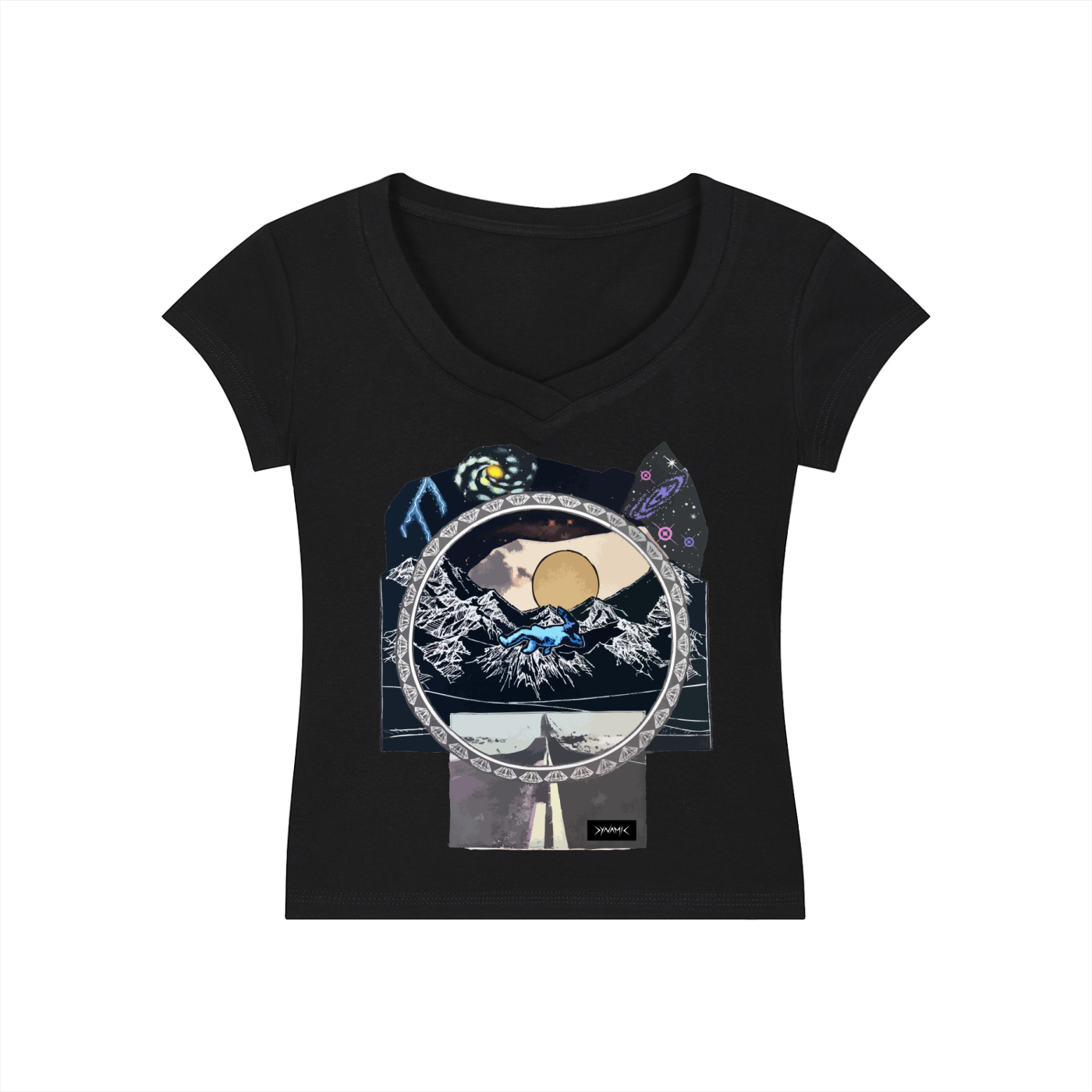 "Static Chaos" — Graphic V-Neck T-Shirt