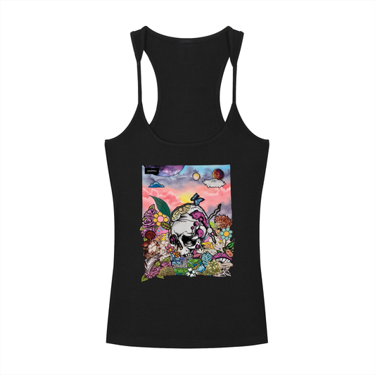 "Bloom After Death" — Graphic Racerback Tank Top